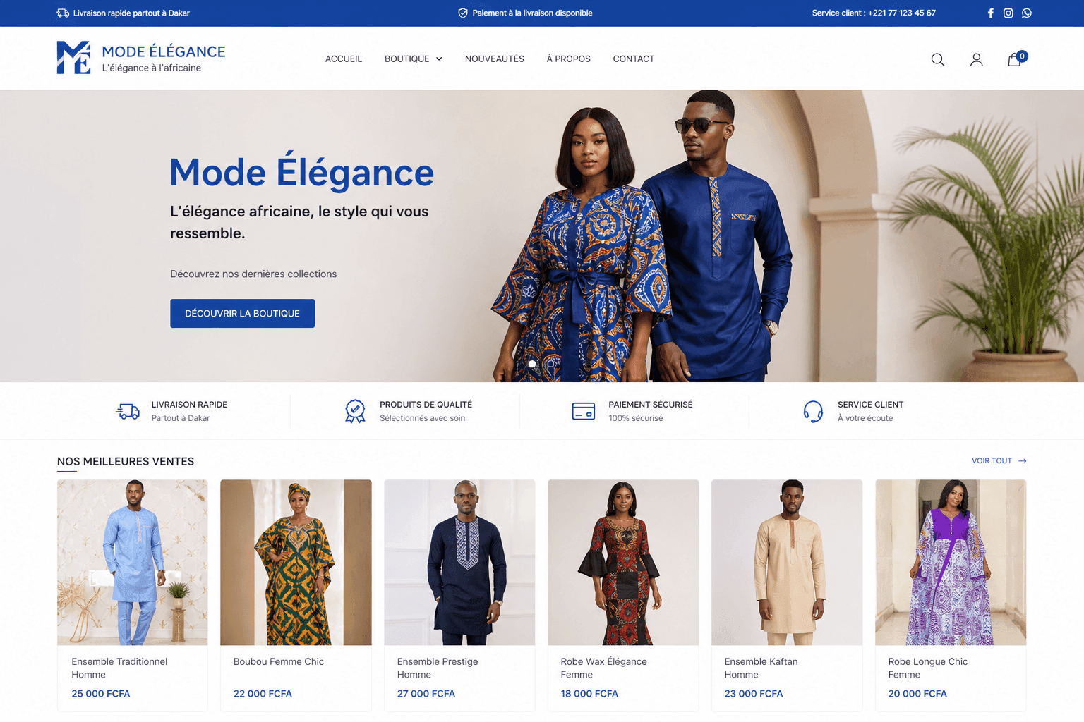 Site e-commerce Maison Koba Mode — Bruxelles, Belgique