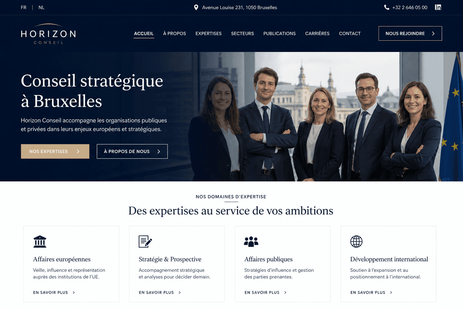 Site Cabinet H-Conseil Expertise — Bruxelles, Belgique