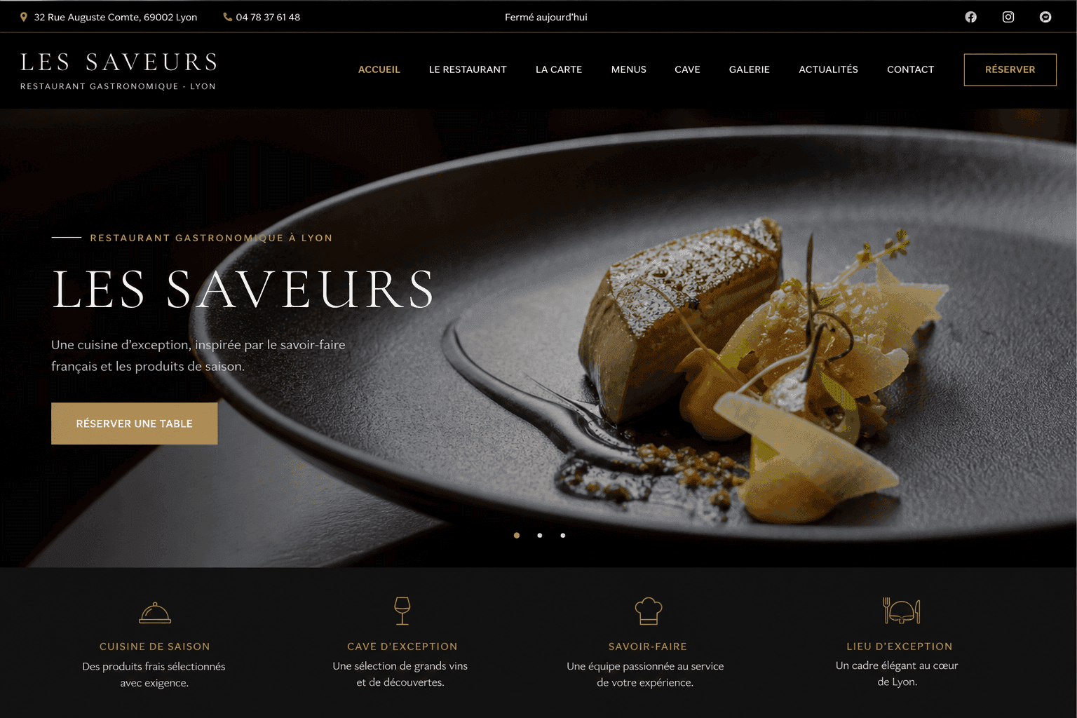 Site vitrine Restaurant Saveurs d'Excellence — Lyon, France